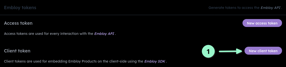 Create client token