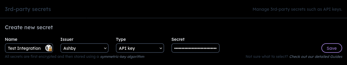 Upload ATS provider&#39;s API Key